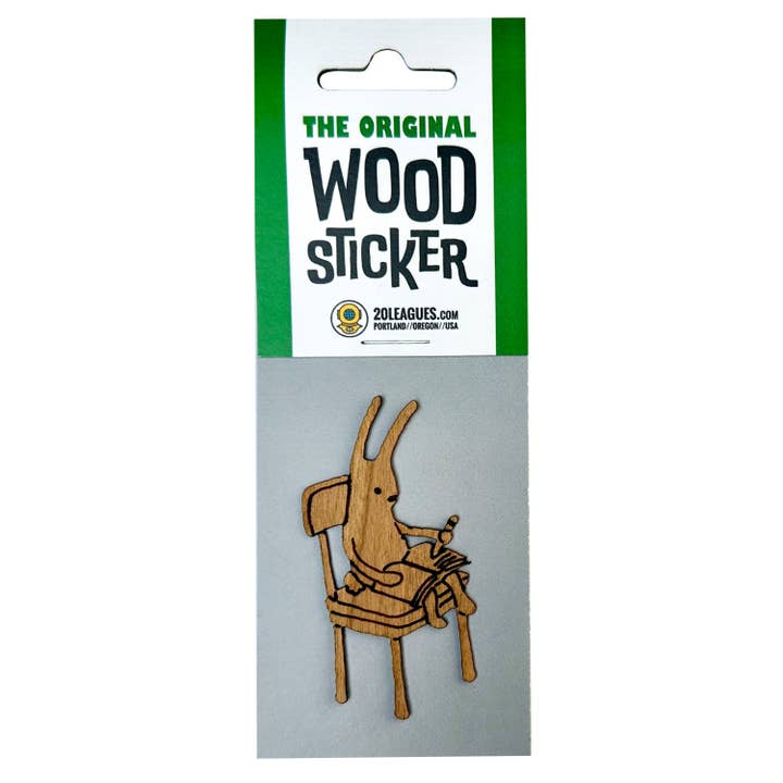 Bunny in Chair Wood Sticker for wholesale by 20 Leagues