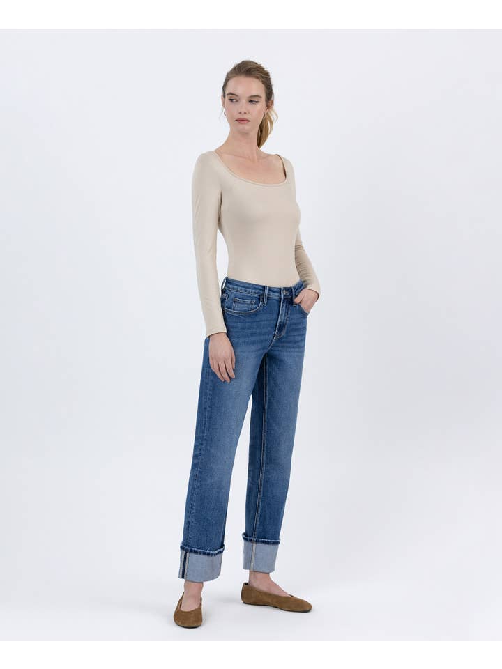 BENEFACTOR HIGH RISE CUFFED ANKLE STRAIGHT JEANS LV1608 for wholesale on Faire4