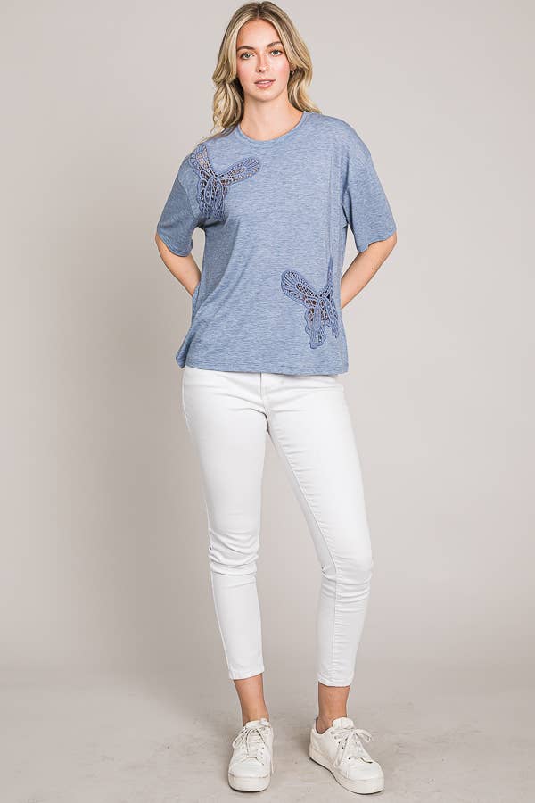 Cerule - Vendita all'ingrosso Top in maglia - Donna - Top in maglia oversize con ricamo a farfalla9