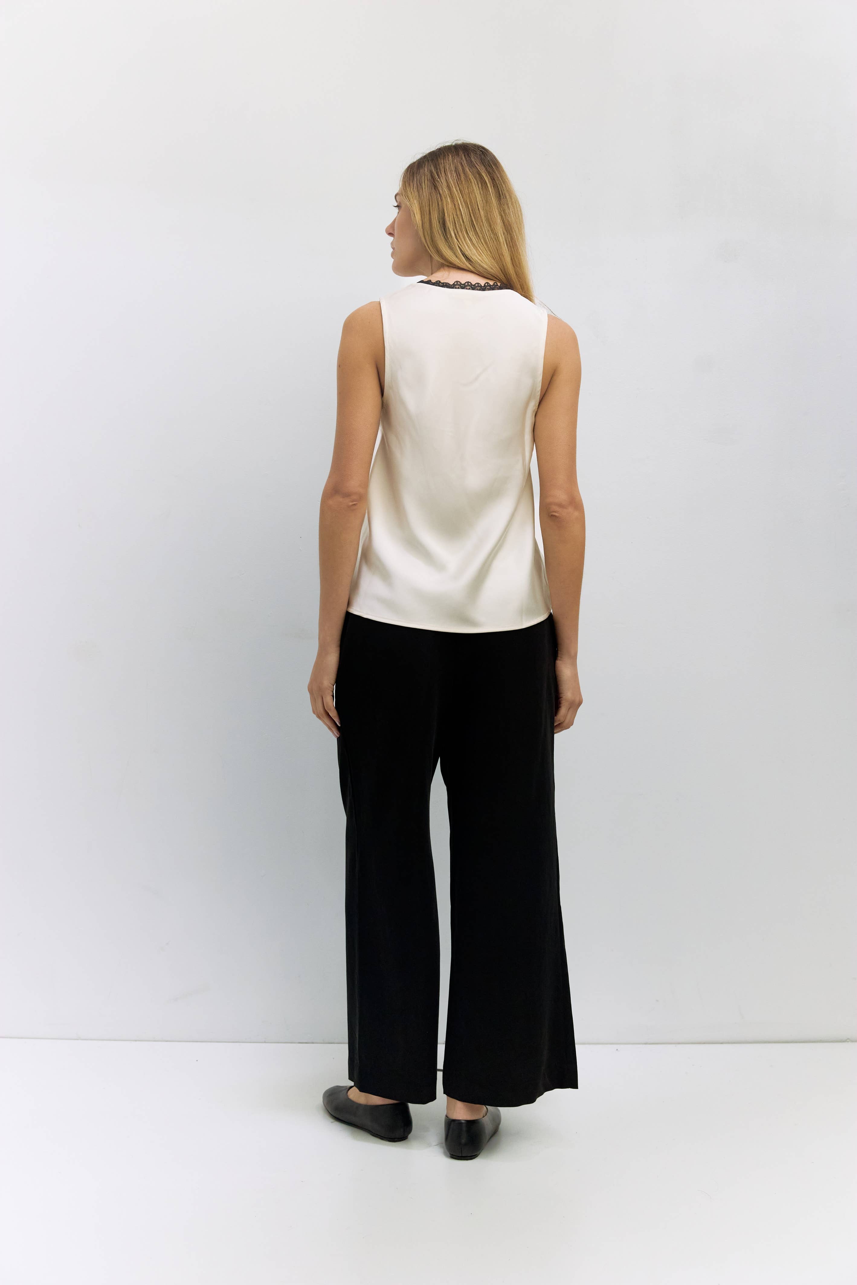 MOD REF - Wholesale Blouse - Women's - The Aurora Top | Lace Trim Satin Top4