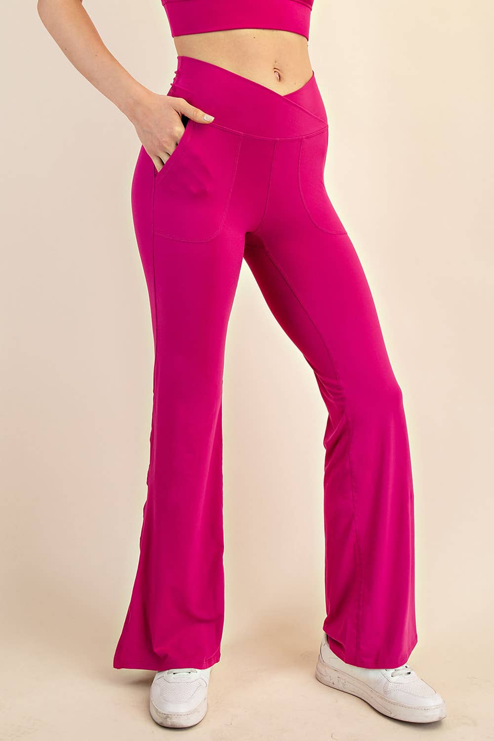 Rae Mode - Wholesale Athletic Pants - Women's - V WAIST FLARED YOGA PANTS WITH POCKETS5