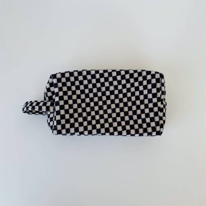 HIDDENBRAND - Wholesale Makeup/Cosmetic Bag - Ruched Colorful Checkered zipper knit Cosmetic bag3