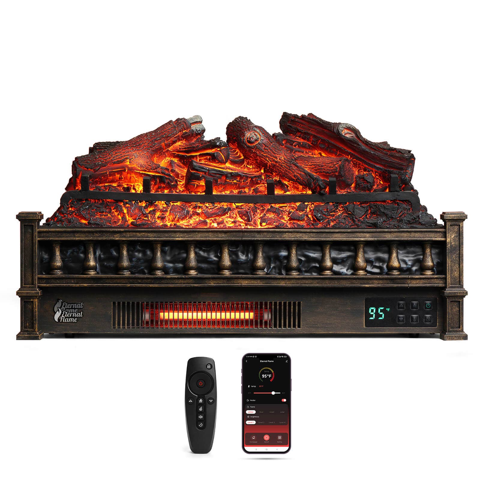 TURBRO - Wholesale Fireplace Screen - Eternal Flame EF26-LG Smart Electric Fireplace Logs, WiFi Enabled9