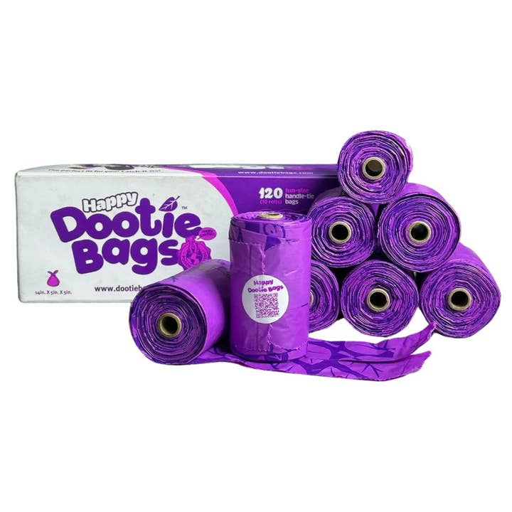 Happy Dootie Bags Pet Poop Bags, 12 Count Rolls, Easy Tie Handles for wholesale by Gogostik