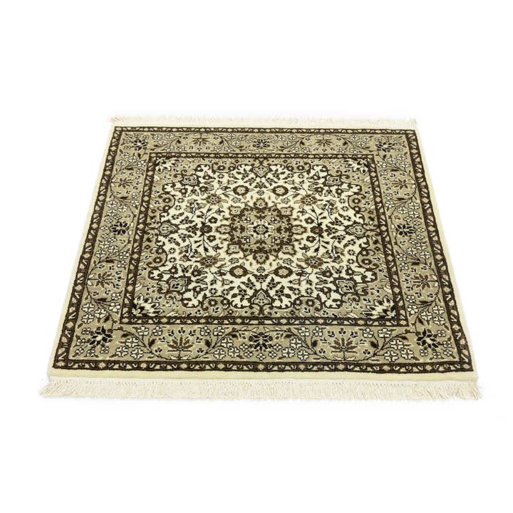 Cream Brown Classic 3x3 Floral Kirman Square Rug | Oriental for wholesale by Magic Rugs Inc.