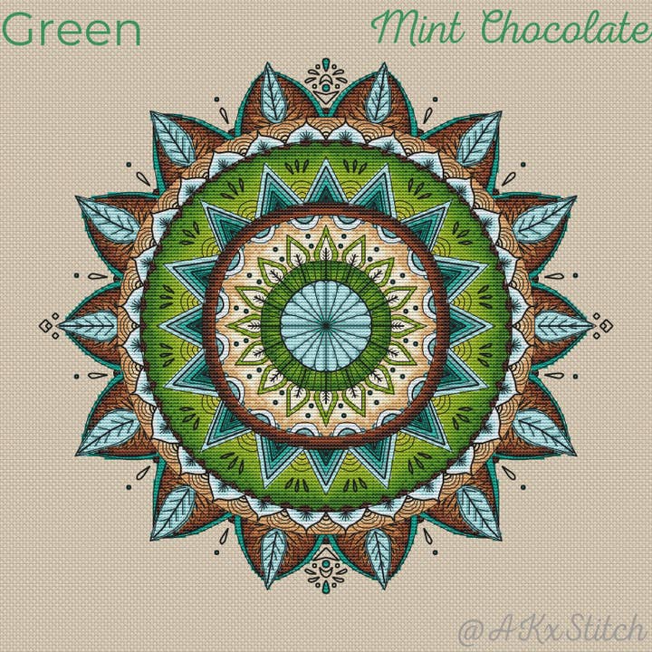 Mandala Borduurpakket „Mint Chocolate” voor wholesale door AKxStitch