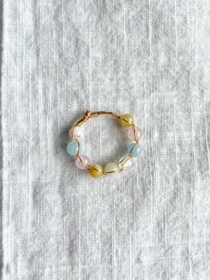 Morganite Braided Wire Ring for wholesale by WellthyMama.Co