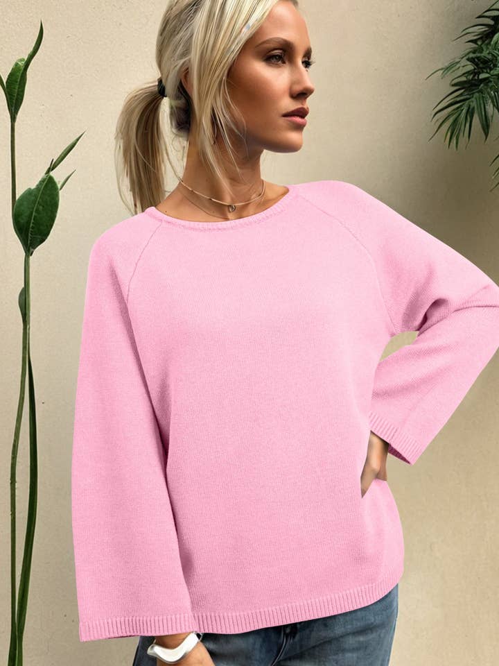 Solid Knit 3/4 Sleeve Dolman Sweater for wholesale by PRETTY BASH