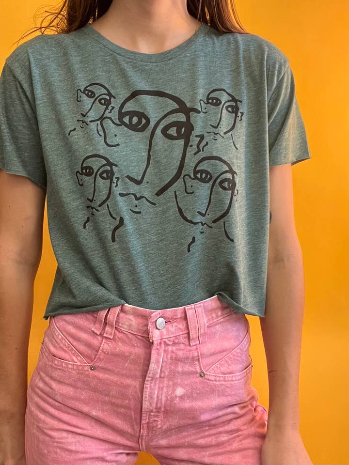 Faces on Faces Crop Top for wholesale by True Lucia