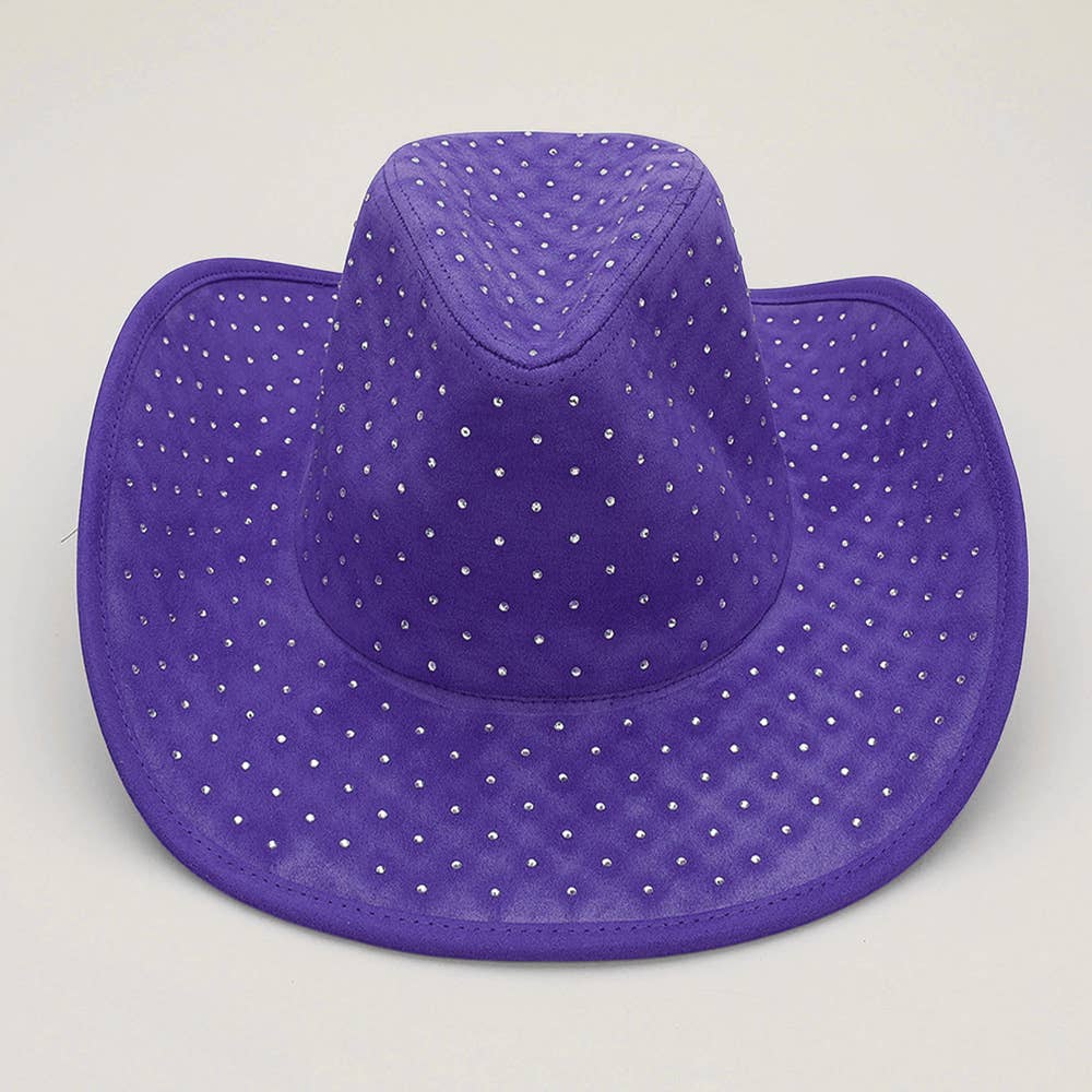 Sensibling Corp. - Wholesale Cowboy Hat - Women's - Rhinestone Embellished Faux Suede Western Cowboy Fedora Hat21