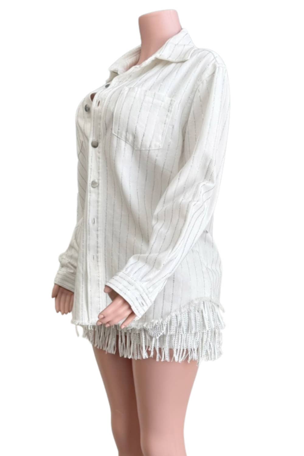 NEWGENS - Vendita all'ingrosso Giacca di jeans - Donna - Camicia a righe con bottoni e strass NT1018B Al lover2