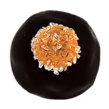 1.5oz BULK Sea Salt Classic Dark Caramel Truffle, Dark Choc for wholesale by Spokandy Chocolatier