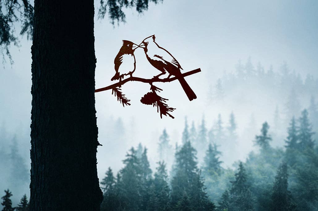 Metalbird - Vente Bibelots/décorations d'extérieur - Kissing Cardinals Art de jardin | Décoration d'intérieur | Cadeaux4