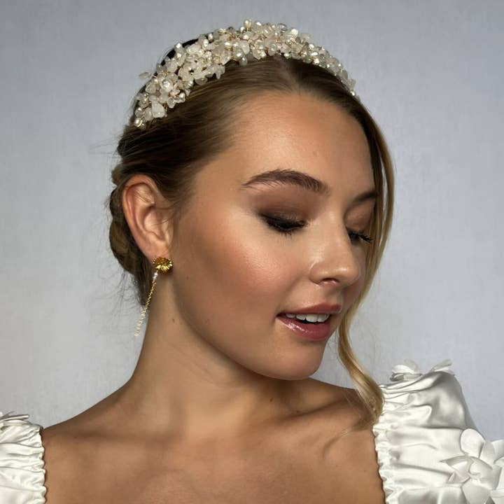 SallyJaneBridal - Wholesale Tiara - Women's - Selena Tiara Gold - bridal hair jewelry4