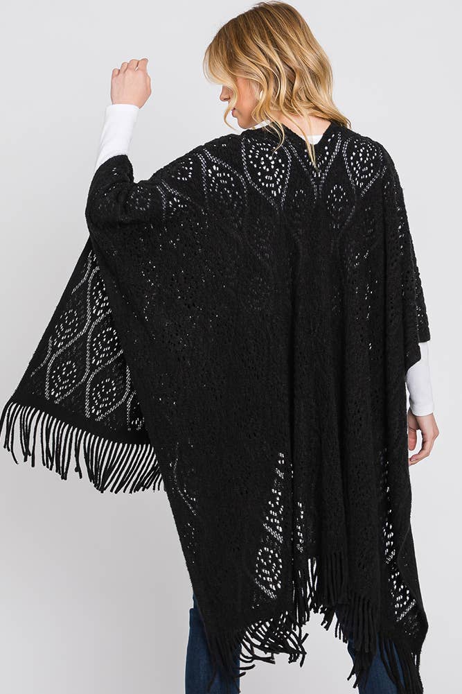 Hana - Wholesale Cardigan - Dames - Paisley Pattern Fringe Ruana29