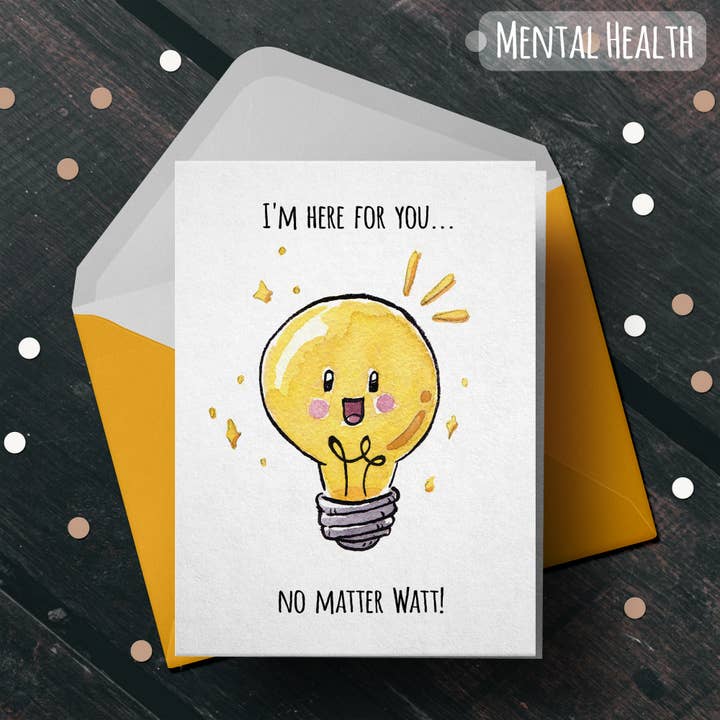 “No Matter Watt” - Tristeza, Desculpas, Condolências, Cartão de Simpatia por atacado de Aaron Millard Illustration