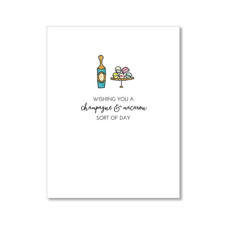 "CHAMPAGNE & MACARON" BIRTHDAY CARD for wholesale by LO in LONDON®