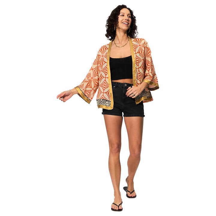 La Mano Boho - Wholesale Kimono - Women's - SHORT SUMMER KIMONO 3/4 SLEEVES KIM8503L