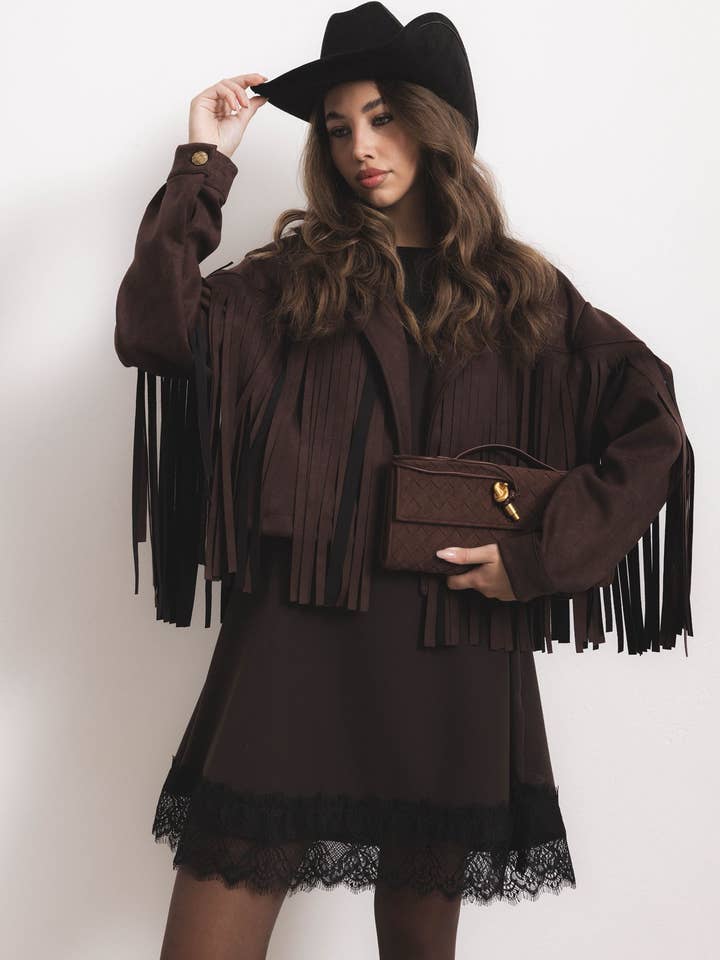 ADORA - Wholesale Jacket - Women's - Suede jacket with fringes3