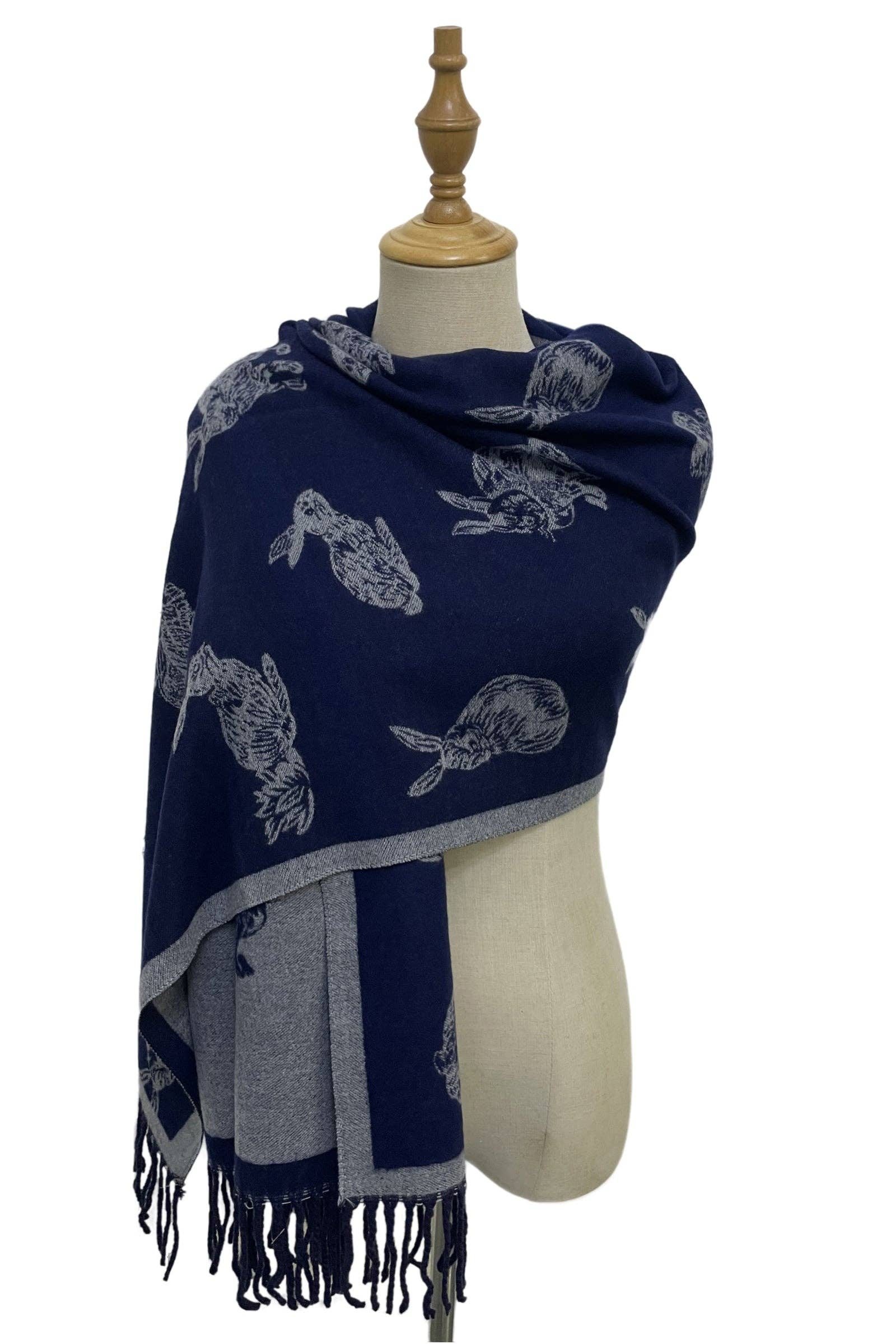 Fashion Scarf World - Wholesale Scarf - Women's - Rabbit / Hare Reversible Tassel Scarf4