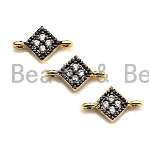 CZ Micro Pave Diamond Shape Connector Charm, CZ Pave Connector, 7x11mm, sku#Z780 for wholesale by BestBeads&Beyond