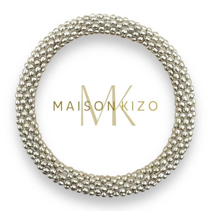 Bracelet népalais Laiton argenté fin pour la vente par MAISON KIZO
