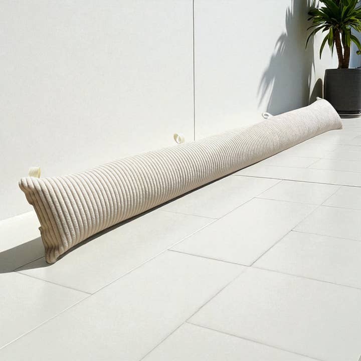 Door draft stopper, "Corduroy" ecru for wholesale by Emmanuel Création
