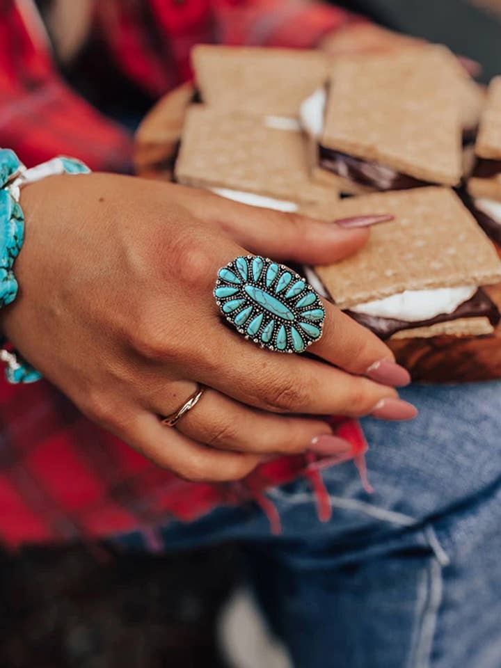 Bague Vintage Ovale en Turquoise pour la vente par 1 the Woman