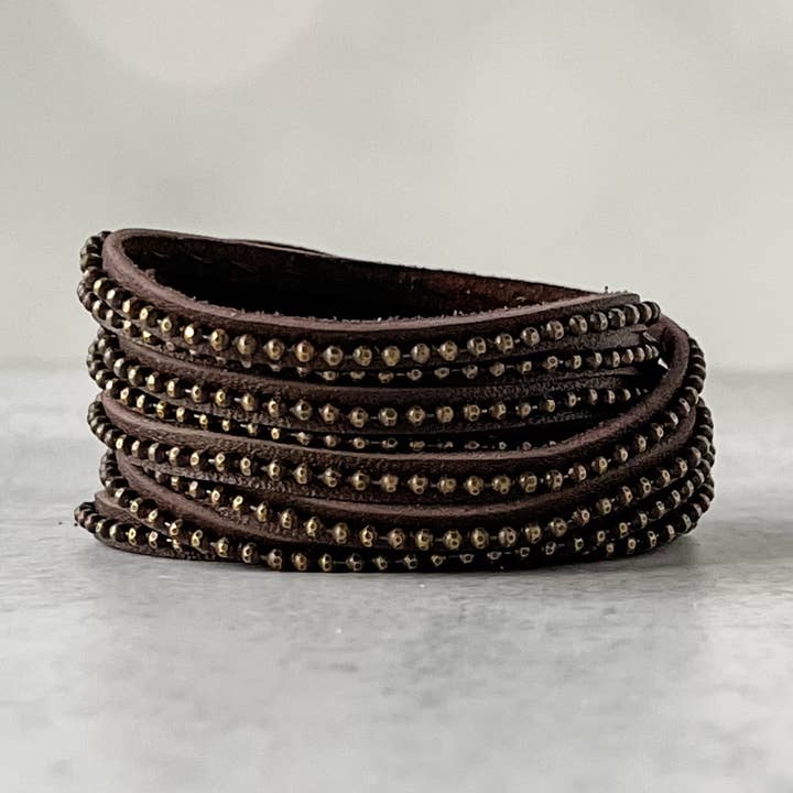 Beads Row Wrap Bracelet In Earth for wholesale by Presh