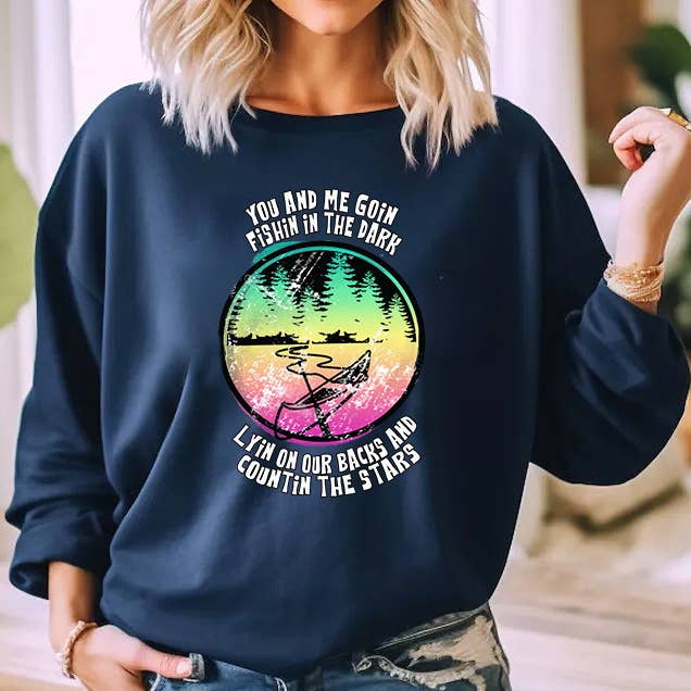 Sweat-shirt ras du cou - Pêche dans le noir pour la vente par Days with Gray