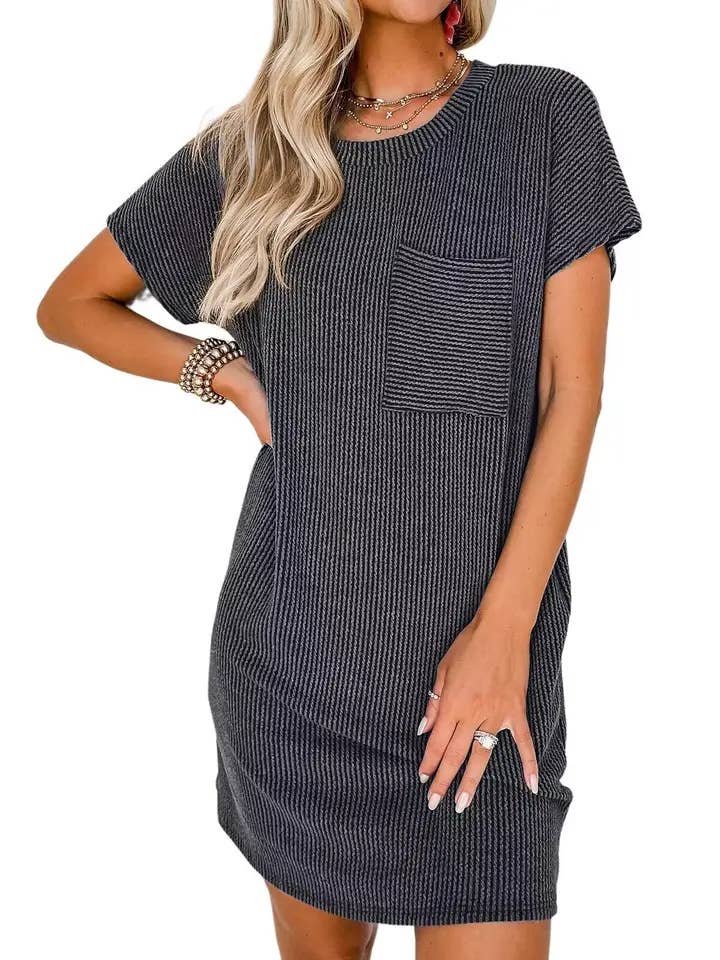 Lovesoft - Wholesale Dress - Women's - Summer Casual Short-Sleeve T-Shirt Dress with Pockets2