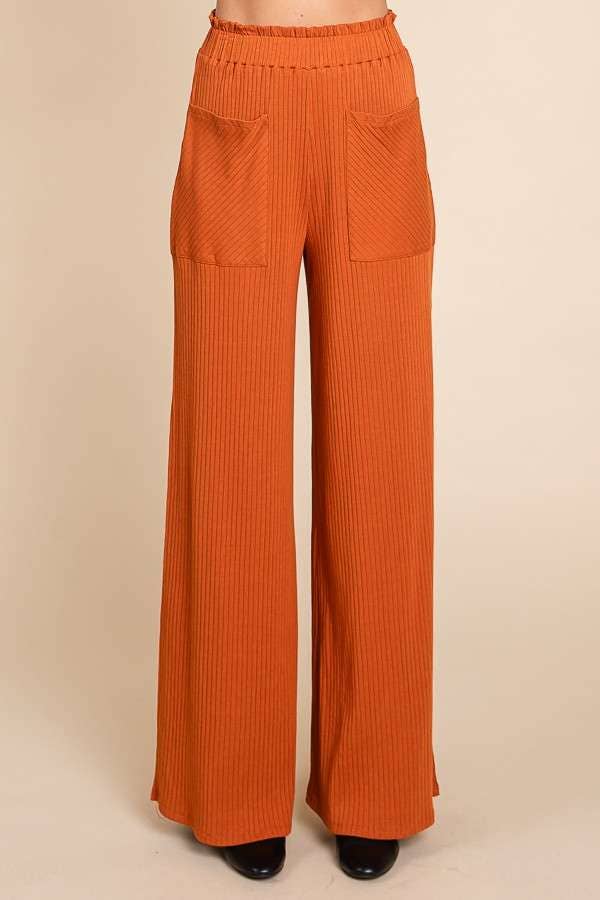 Culture Code - Wholesale Pants - Women's - CRP1797 - RUCHING FRILL WAIST WIDE PANTS15