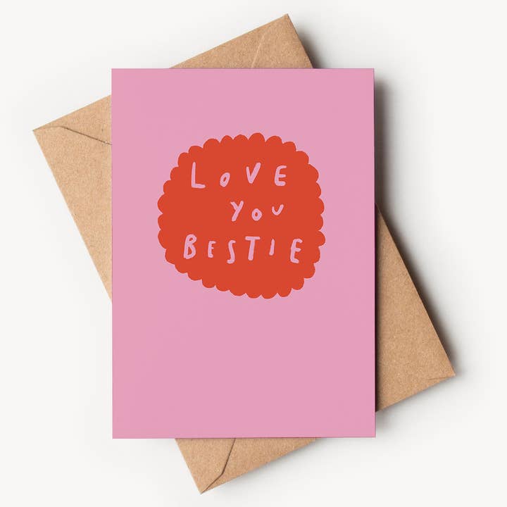 Love You Bestie Card for wholesale by Kitty Makes