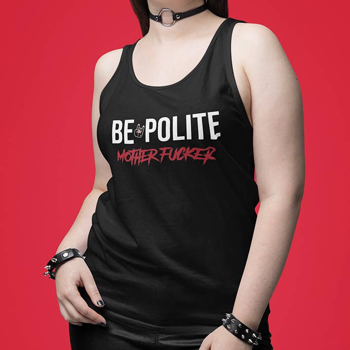 Poulettes Sisters - Wholesale Tank Top - Women's - “Be Polite Motherfucker” black tank top