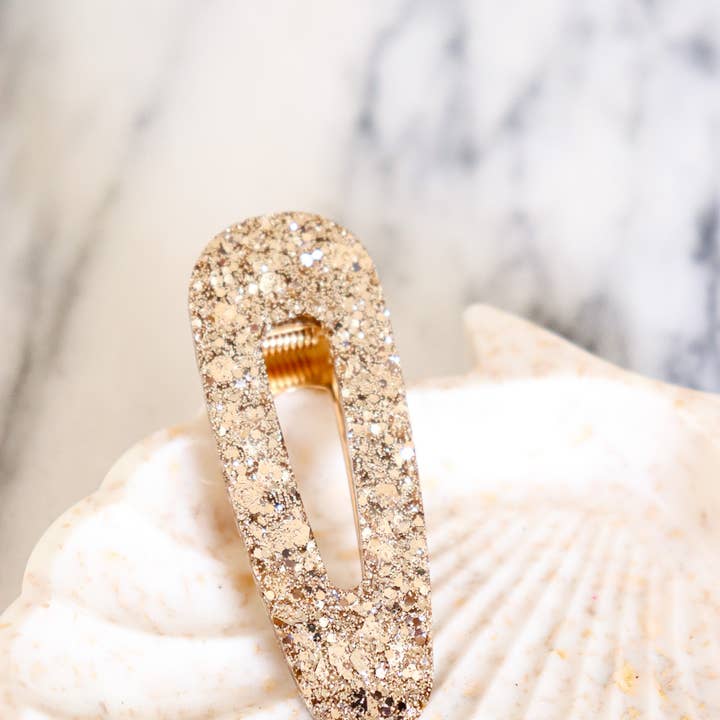 CG Home - Wholesale Barrette - Women's - Champagne glitter triangle hair clip