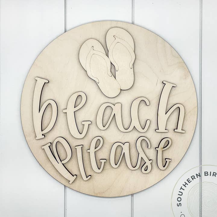 Beach Please 3D Round Blank (Flip Flops) for wholesale by Southern Birch Company