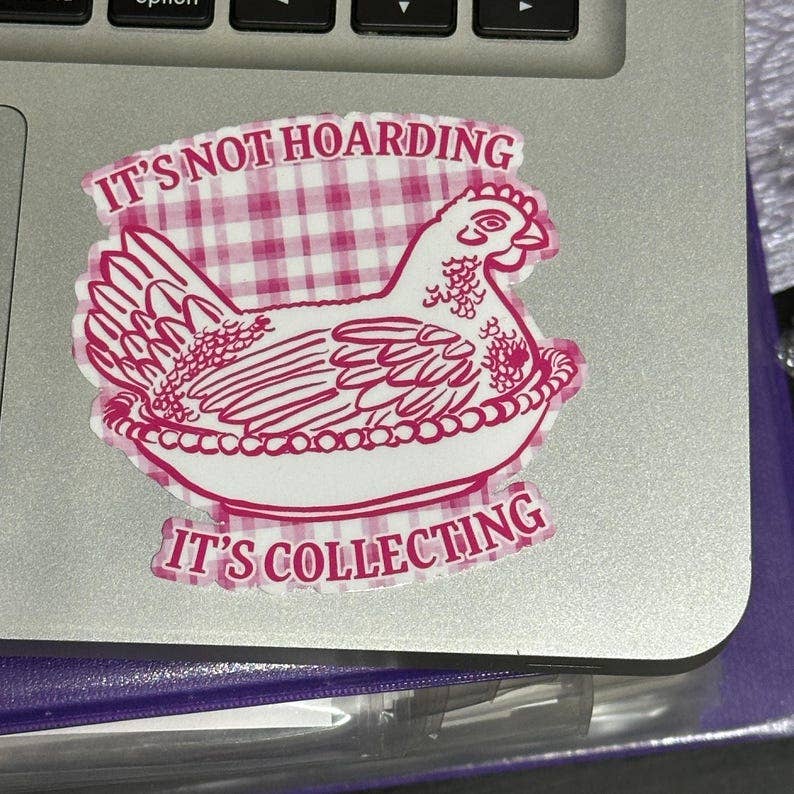 My Graphic Fairy Designs - Wholesale Sticker - Hen on Nest Sticker, Gingham Chicken Decal1