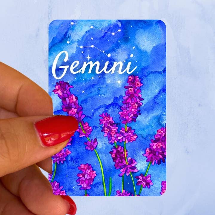 Adesivi in Vinile Gemelli Segno Zodiacale di Notte Adesivo Arte Acquerello per la vendita all'ingrosso da parte di Chloe Marie Hourdequin Designs