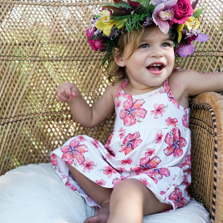Coco Moon - Wholesale Dress - Kids - Hibiscus Kiss Kids Bamboo Spaghetti Strap Dress