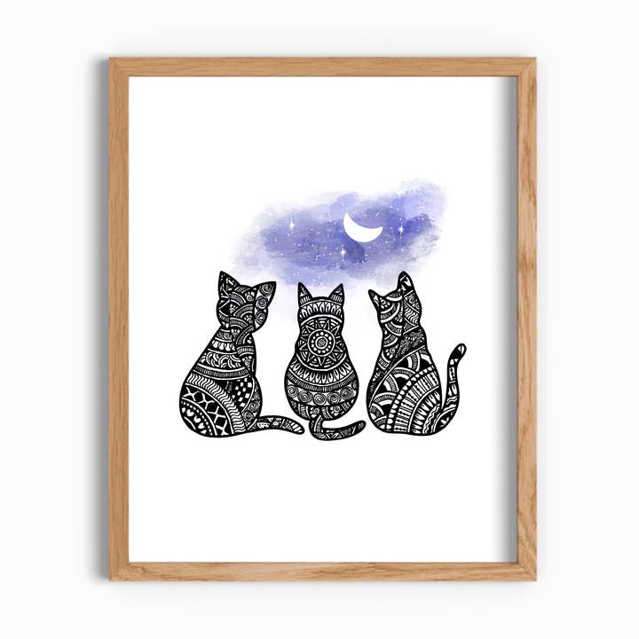 Cats Friends Wall Decor Print for wholesale by GatikaChicShop