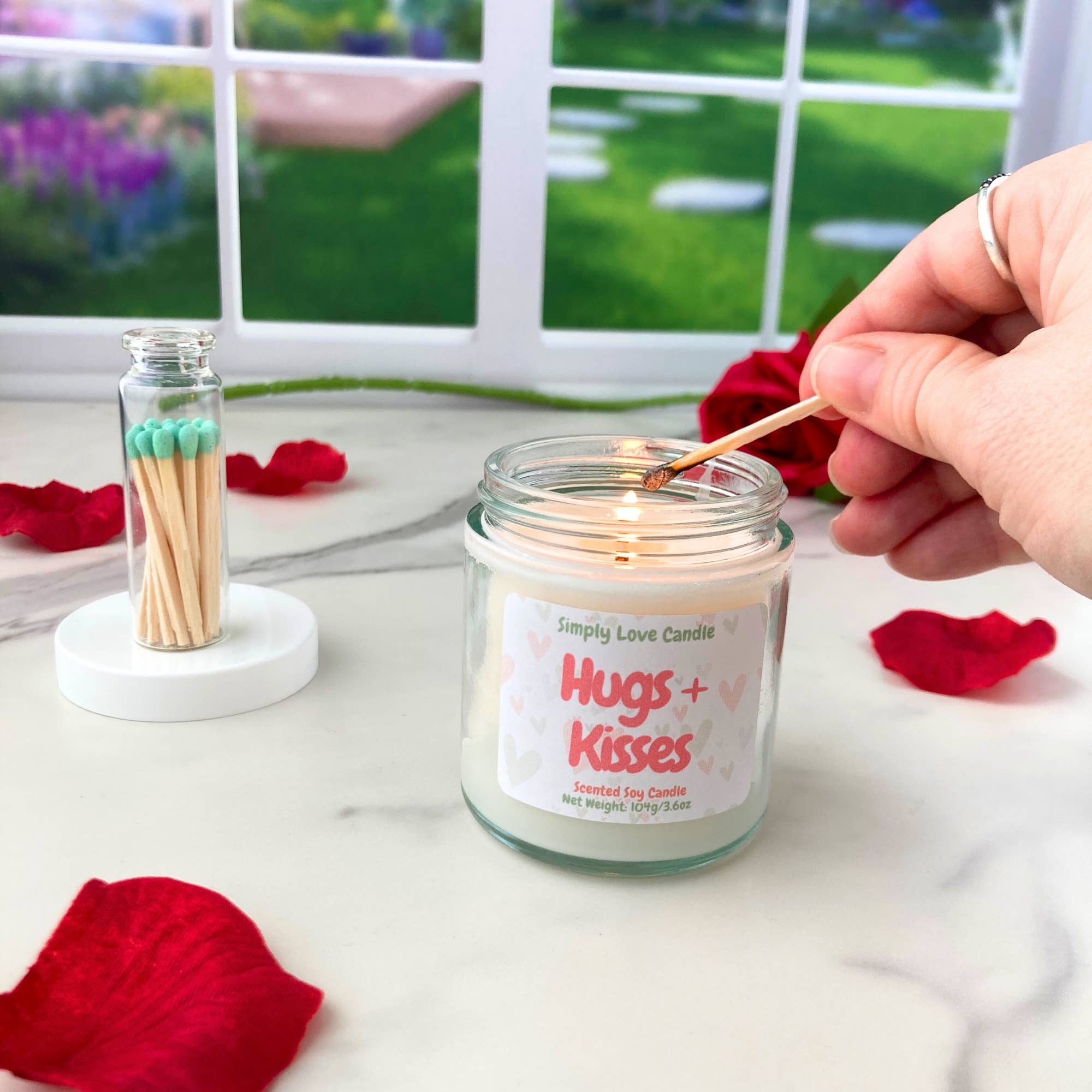 Simply Love Candle - Wholesale Jar/Filled Candle - Rose Water + Ivy Candle | 3.6 oz Soy Candle with Lid