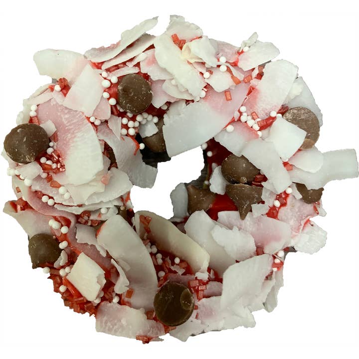 Gourmet Donut, Valentine's Day Coconut Kiss Donut Dog Treat for wholesale by K9 Granola Factory