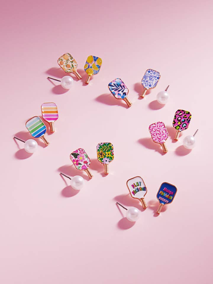 Sport Pickleball emaljtryck 3 set stolpörhängen för wholesale av Designature New York