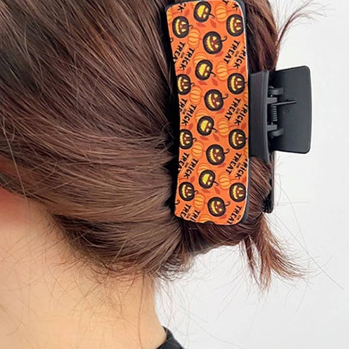 Wholesale Accessory Market - Wholesale Hair Clip - Women's - Spooky Smiles Trick Or Treat Orange Hair Claw1