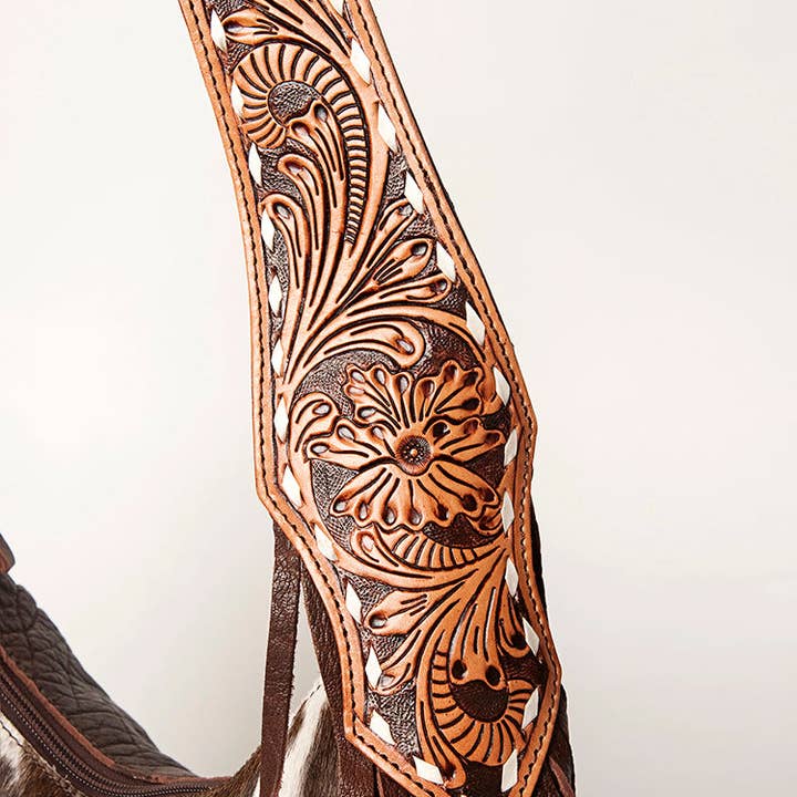 LS Western - Wholesale Shoulder bag – women's - LC-ADBGA214 American Darling Hobo Bag Hair-On Hide with Tooled Leather Strap8