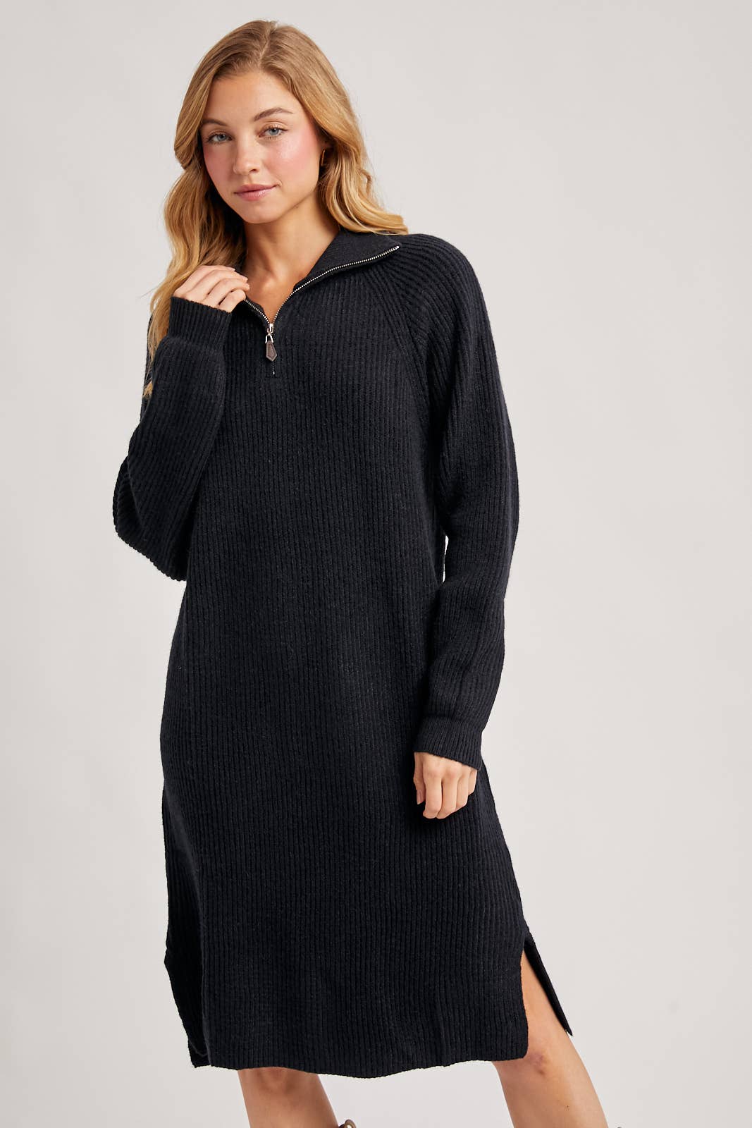 Bluivy - Wholesale Dress - Women's - QUARTER ZIP SWEATER DRESS24