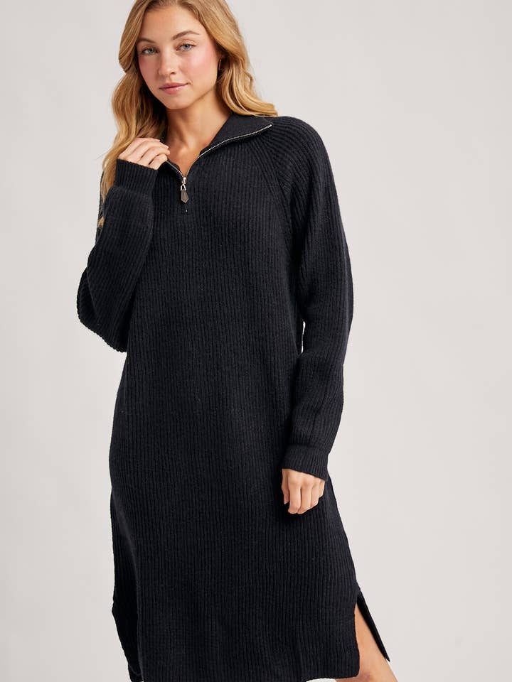 Bluivy - Wholesale Dress - Women's - QUARTER ZIP SWEATER DRESS24