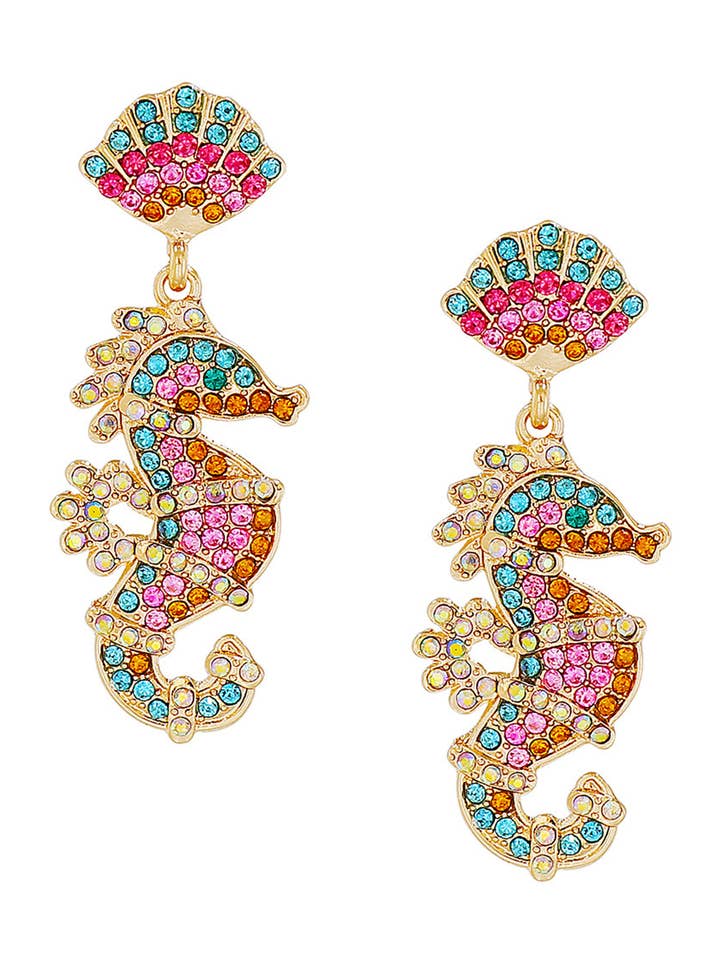 Hippocampus Rhinestone Øreringe E6137 for engroshandel hos Ole