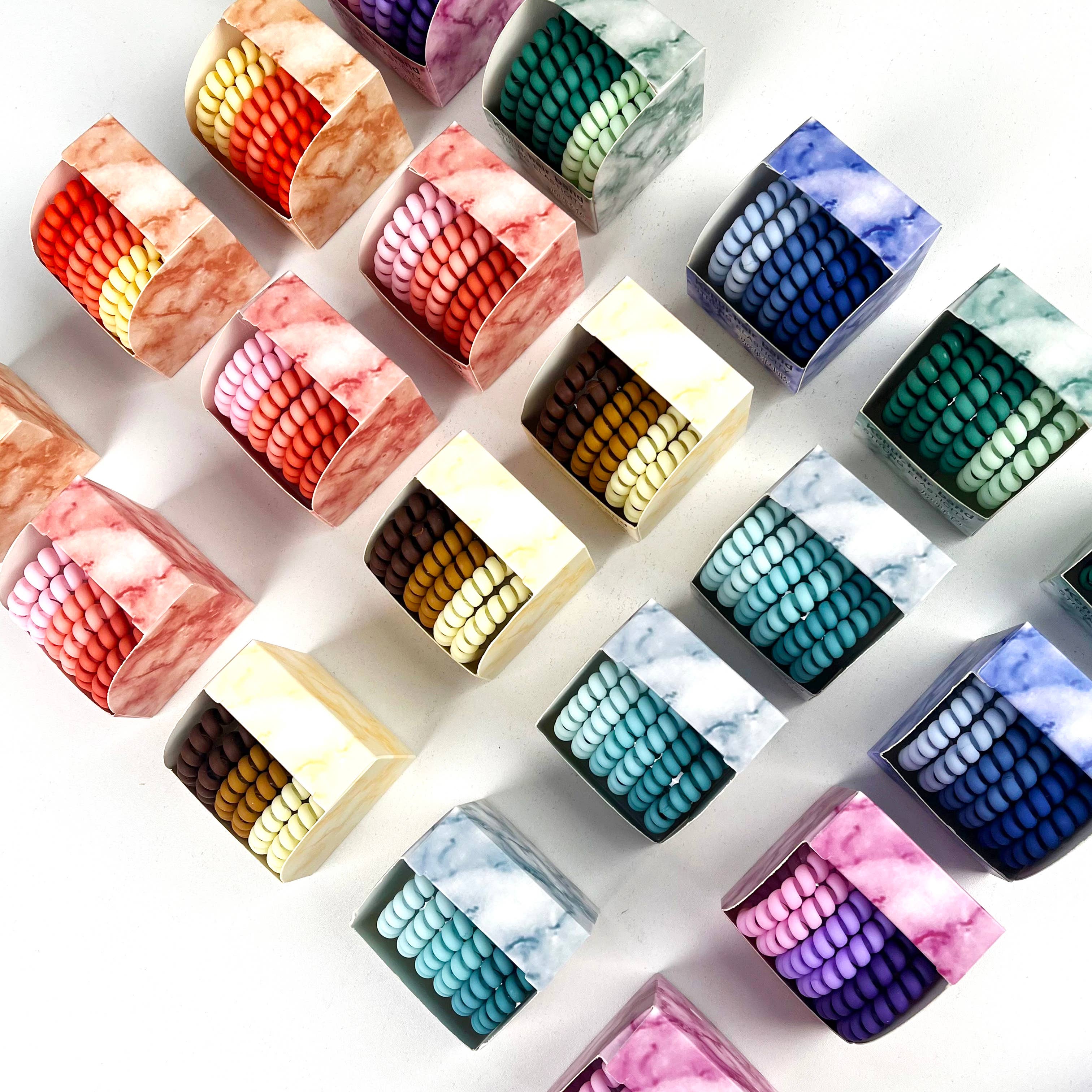 SoapElenGlen - Wholesale Hair Tie - Matte Multicolor Boxed Phone Cord Hair Tie9