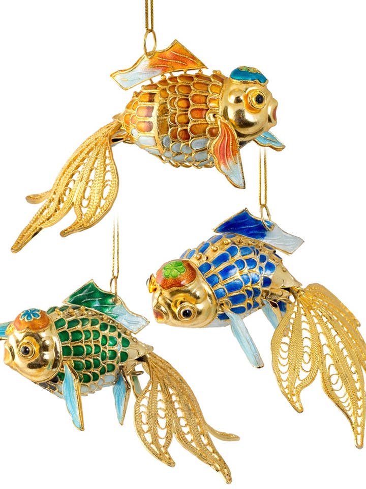 Cloisonné Articulado Filigrana Peixinho-dourado Ornamento por atacado de Value Arts